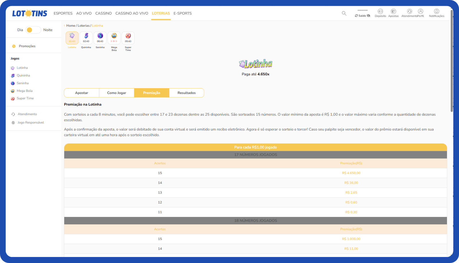 Loterias - Premiação